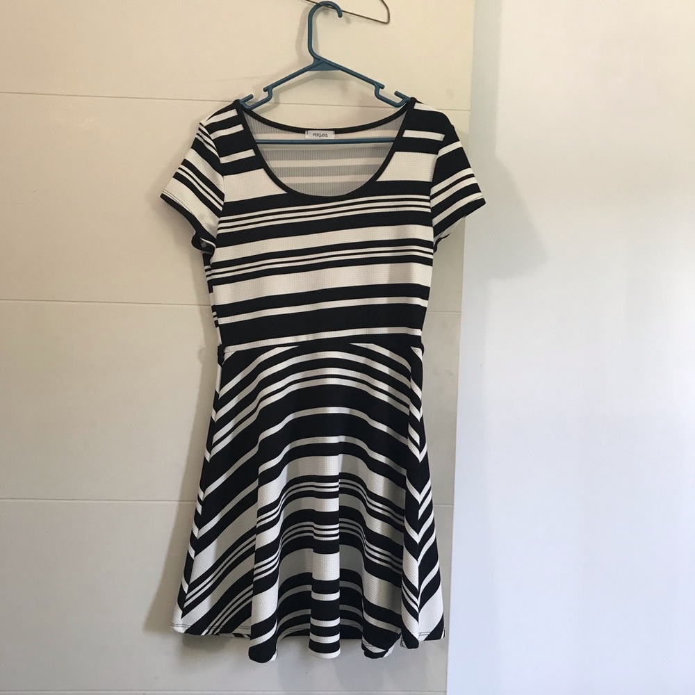 Black and white striped dress